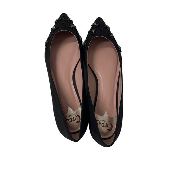 Circus By Sam Edelman Black Velvet Flats With Rhinestone & Stud Detail - Picture 10 of 10